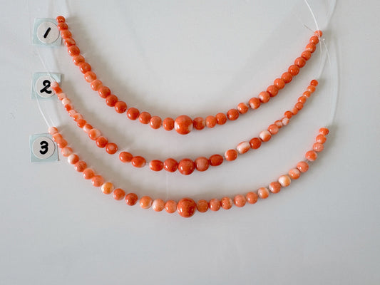 Natural Momo Coral Short Strand Beads, Orange/White Color Coral Beads, 11-12cm, Genuine Japanese Coral Beading Parts