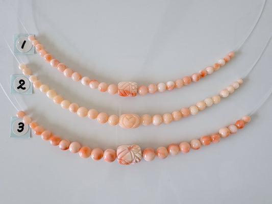 Natural Deep Sea Coral Short Strand Beads with Carving Beads, Pink/Orange/White Coral Beads, 11-12.5cm, Natural Color Coral Beading Parts