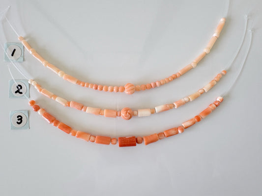 Natural Deep Sea Coral & Momo Coral Short Strand Beads with Carving Beads, Pink/Orange/White Coral Beads, 11-13cm, Natural Color Coral