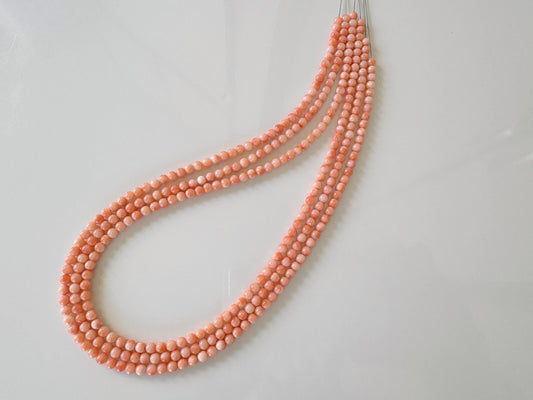 Natural Deep Sea Coral 4.2-4.4mm Round Beads Strand, Genuine Natural Pink / Orange Color, 42.5cm, 16.7in, For Jewelry Making