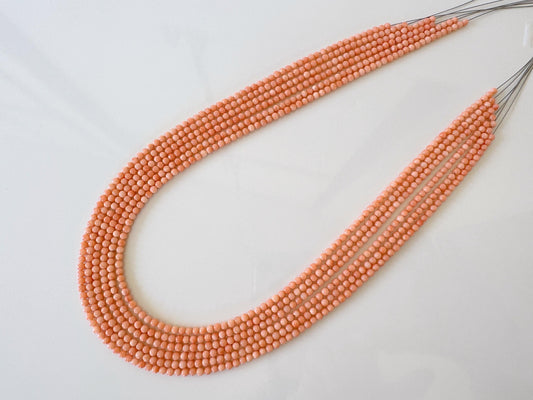 Natural Deep Sea Coral 3.3-3.4mm Round Beads Strand, Genuine Natural Pink / Orange Color, 45cm, 17.7in, For Jewelry Making