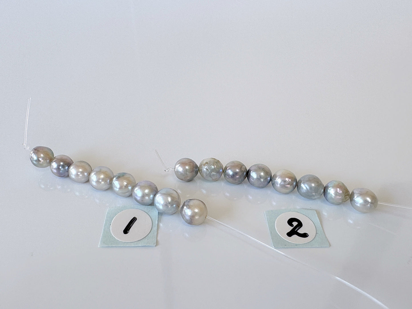 Japanese Natural blue/silver color Akoya Pearl Beads, 5-5.5mm, Mini Strand, Short Strand of 8 Pieces, Cultured in Sea Water