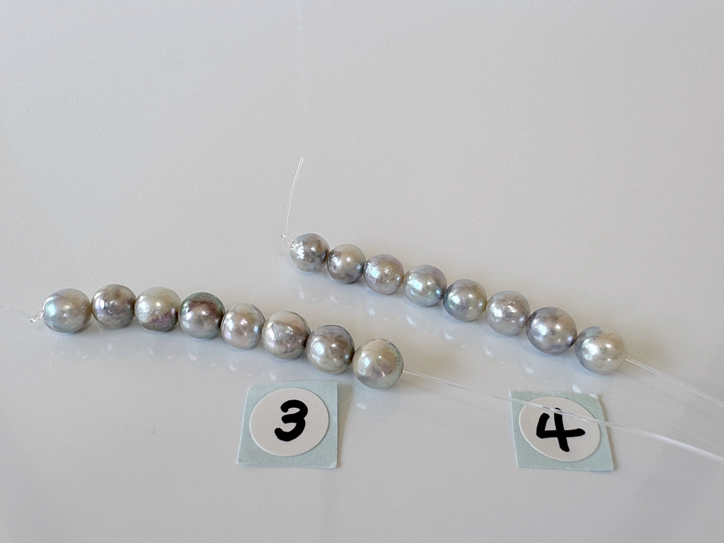 Japanese Natural blue/silver color Akoya Pearl Beads, 5-5.5mm, Mini Strand, Short Strand of 8 Pieces, Cultured in Sea Water