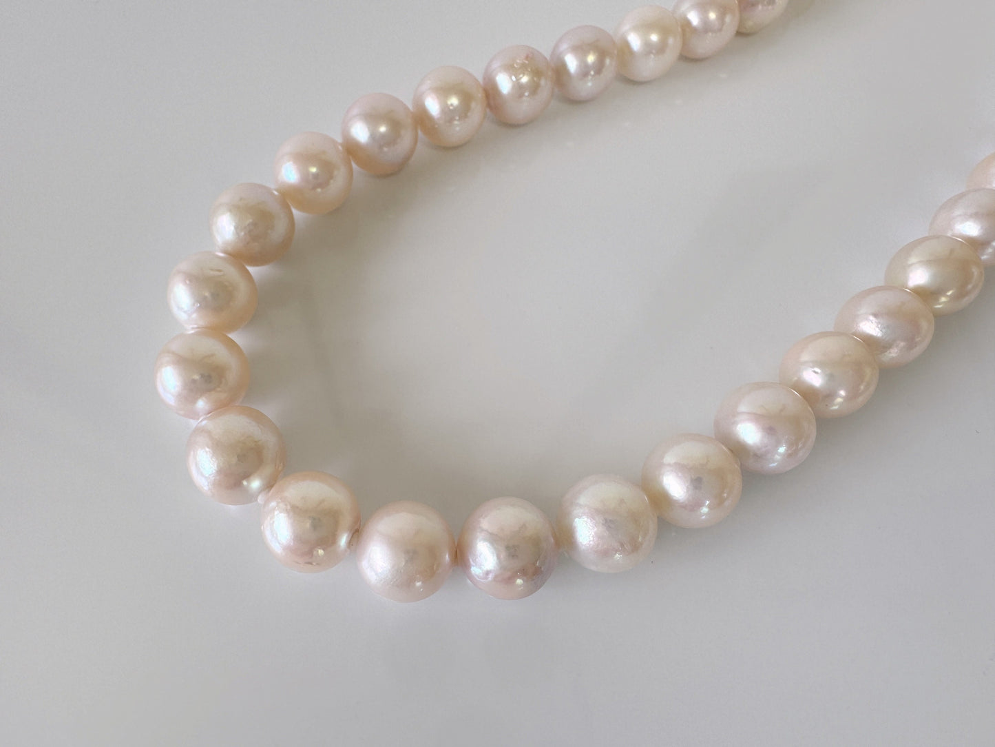 9.5-10mm Japanese Akoya Pearl Necklace with Silver Clasp, Genuine Akoya Pearl Beads Necklace, 42.5cm, 16.7in, Cultured Salt water pearl