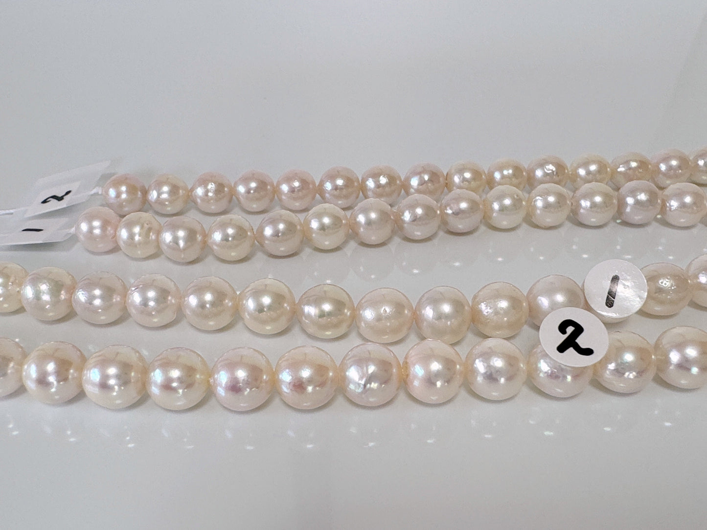 7.5-8mm Japanese White Akoya Pearl Beads, Genuine Akoya Pearl, Full Strand, 40cm , 15.7", Cultured Salt water pearl