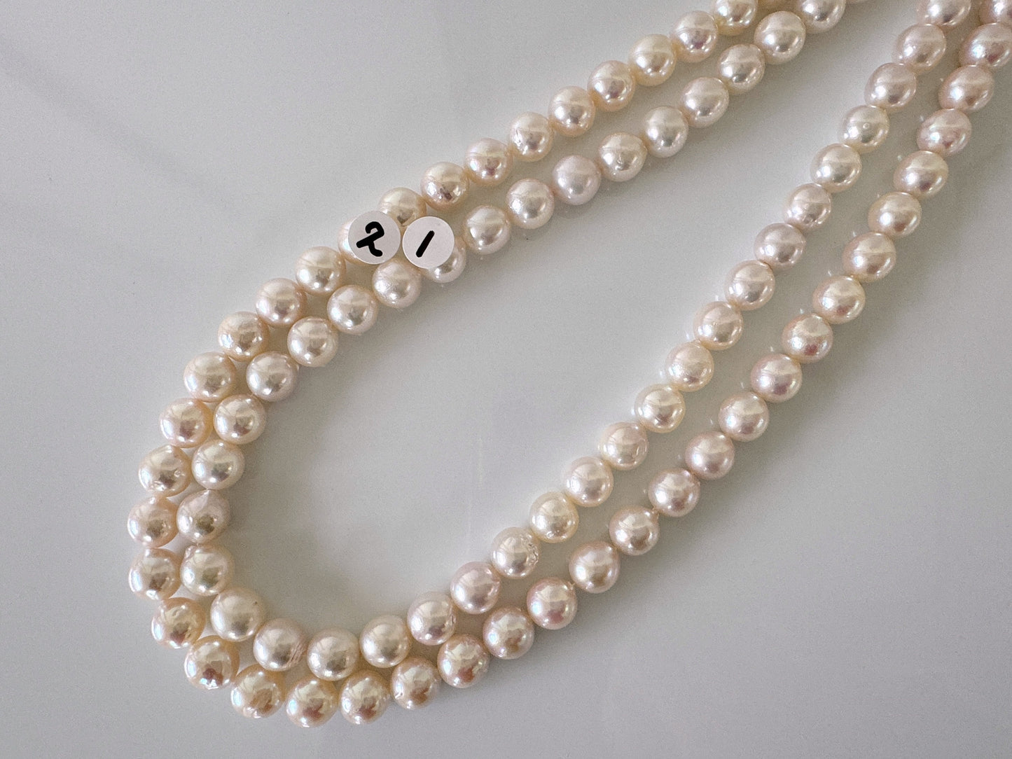 7.5-8mm Japanese White Akoya Pearl Beads, Genuine Akoya Pearl, Full Strand, 40cm , 15.7", Cultured Salt water pearl