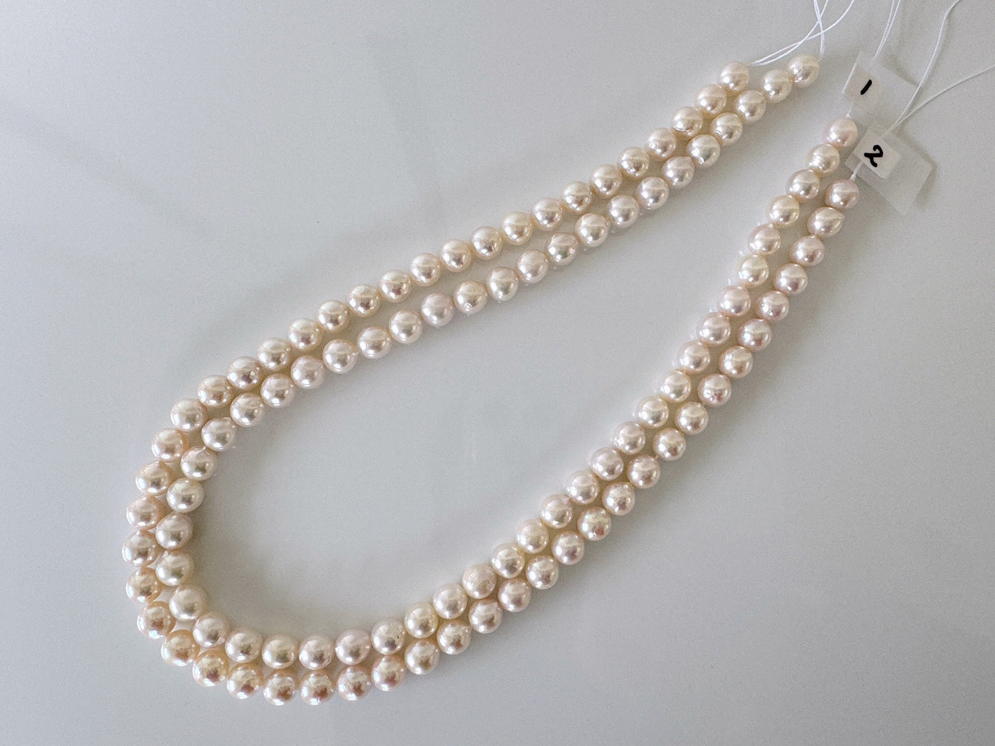 7.5-8mm Japanese White Akoya Pearl Beads, Genuine Akoya Pearl, Full Strand, 40cm , 15.7", Cultured Salt water pearl