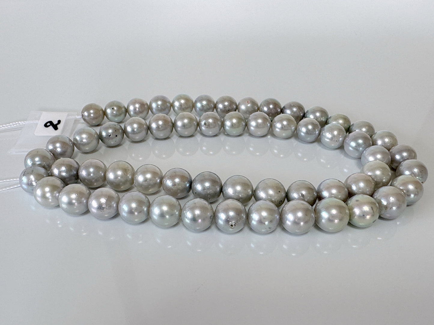 7-7.5mm Japanese Akoya Pearl Beads, Blue/Silver color pearl (Cobalt treated), Genuine Akoya Pearl, Full Strand, 40cm , 16", Salt water pearl