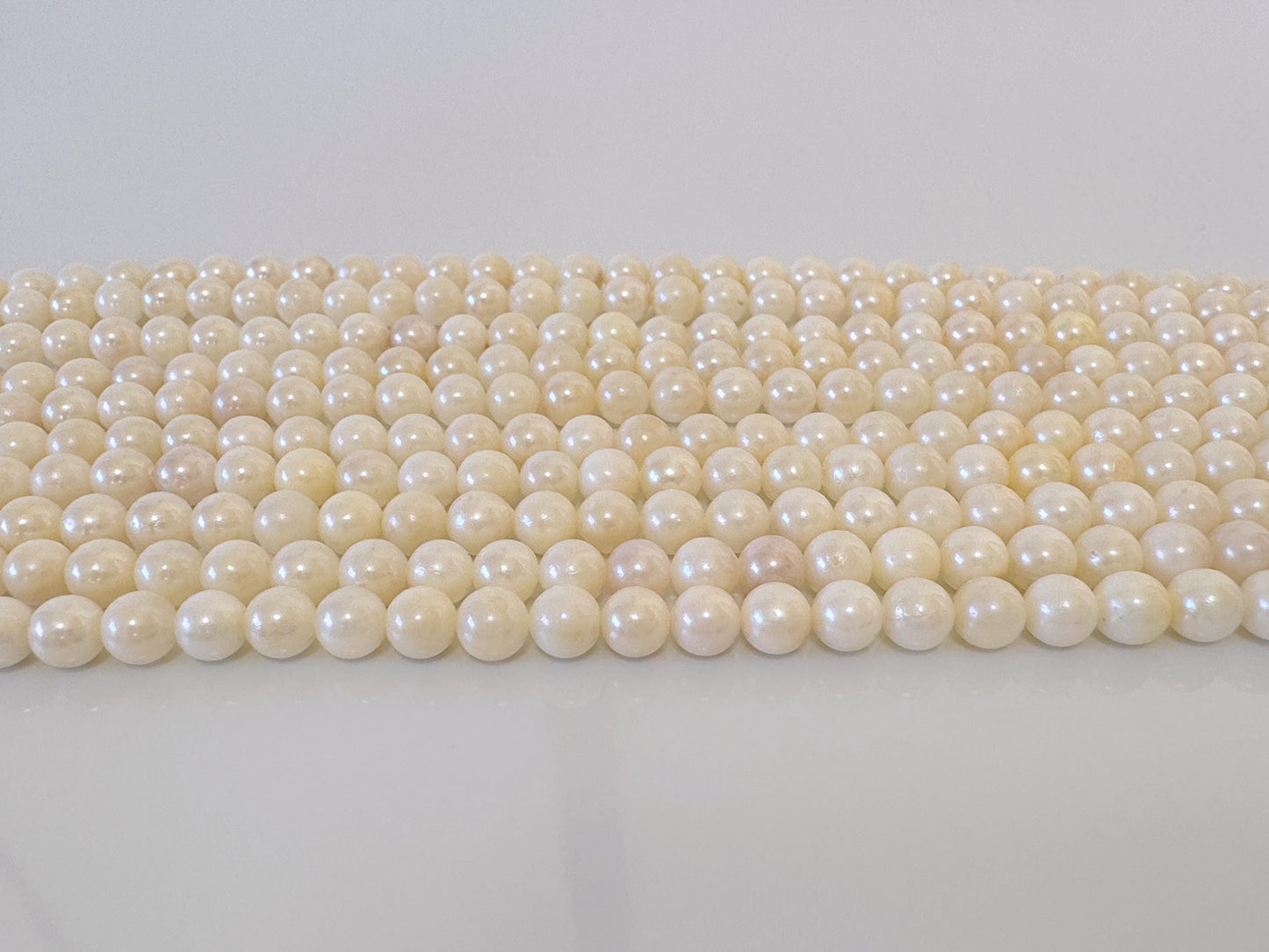 5-5.5mm Japanese White/Off-white Akoya Pearl Beads, Genuine Akoya Pearl, Full Strand, 40cm , 15.7", Cultured Salt water pearl, Value-priced