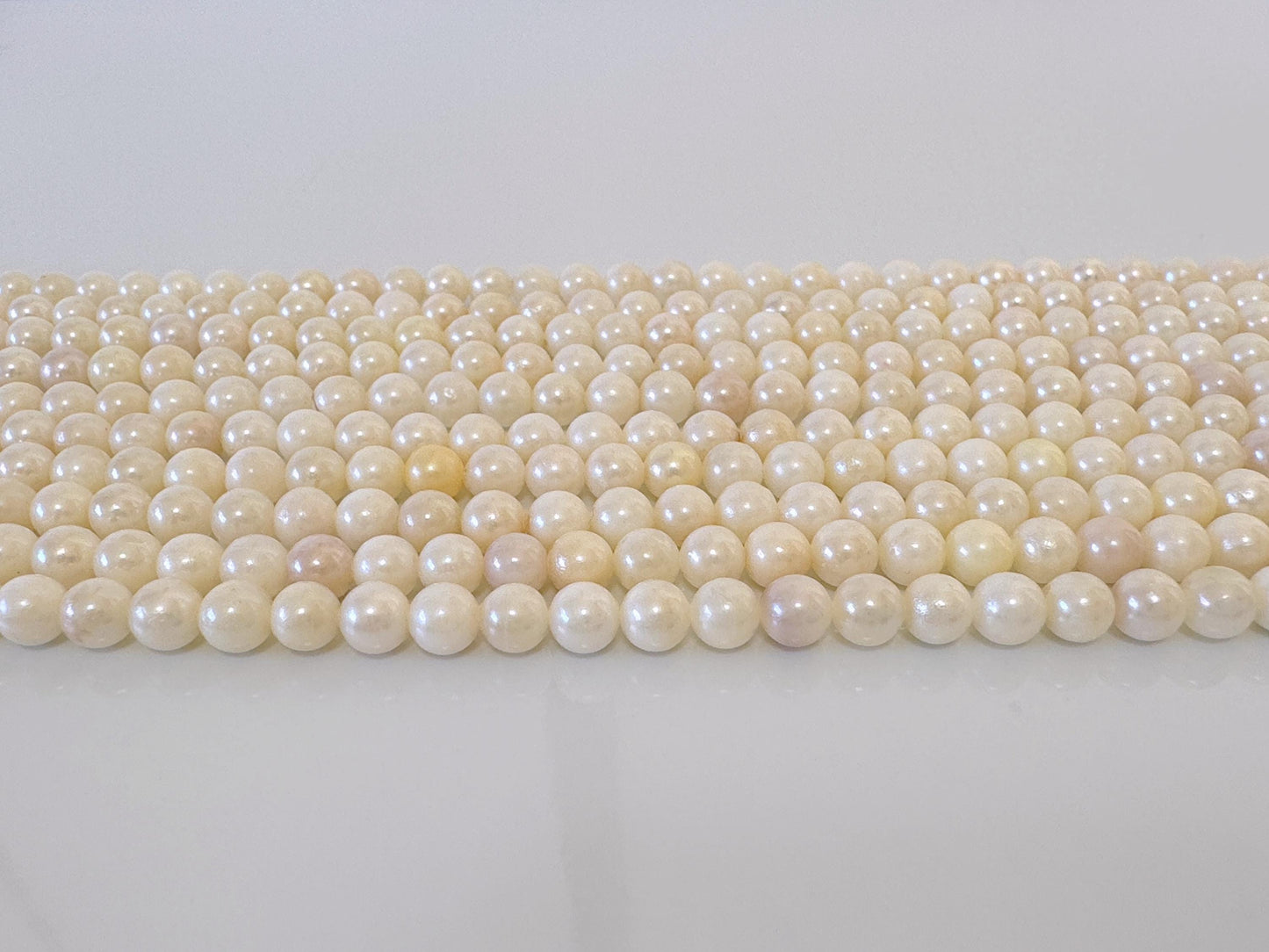 5-5.5mm Japanese White/Off-white Akoya Pearl Beads, Genuine Akoya Pearl, Full Strand, 40cm , 15.7", Cultured Salt water pearl, Value-priced