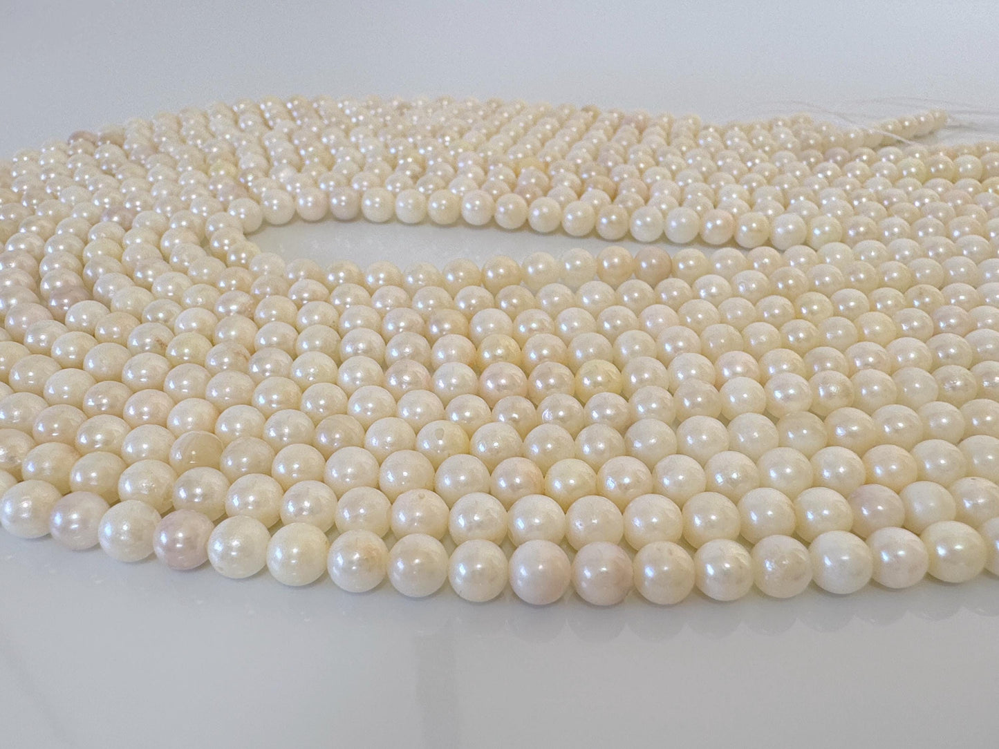 5-5.5mm Japanese White/Off-white Akoya Pearl Beads, Genuine Akoya Pearl, Full Strand, 40cm , 15.7", Cultured Salt water pearl, Value-priced