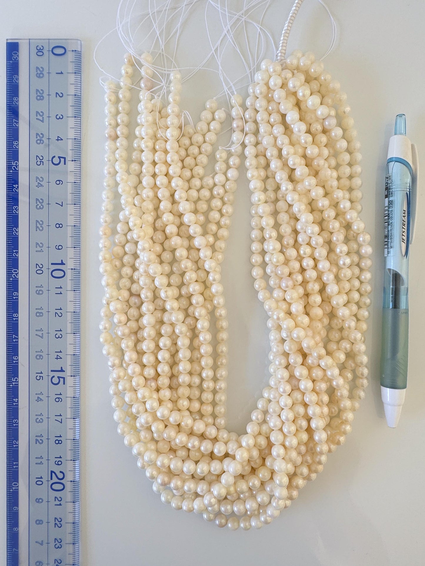 5.5-6mm Japanese White/Off-white Akoya Pearl Beads, Genuine Akoya Pearl, Full Strand, 40cm , 15.7", Cultured Salt water pearl, Value-priced