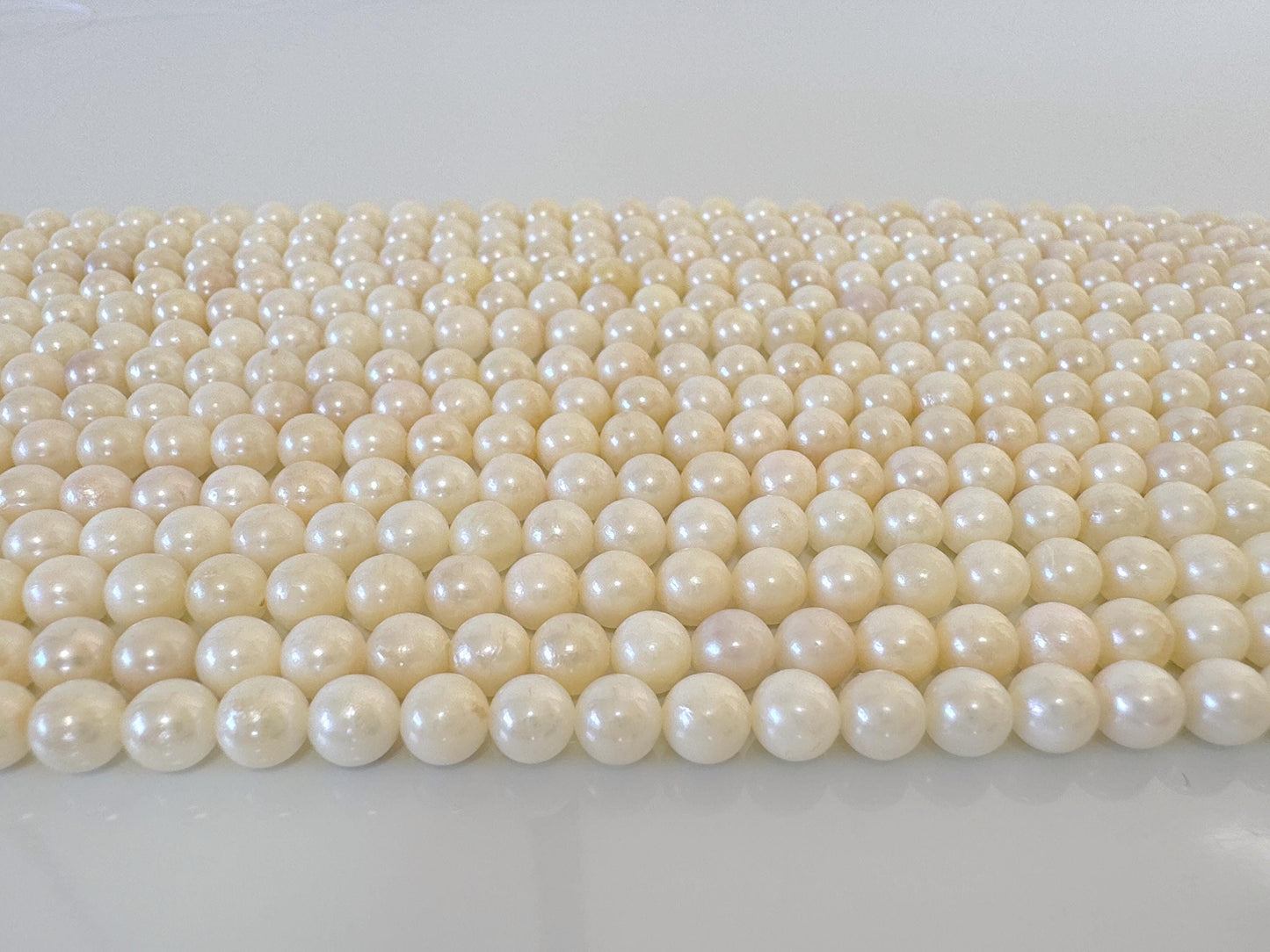 5.5-6mm Japanese White/Off-white Akoya Pearl Beads, Genuine Akoya Pearl, Full Strand, 40cm , 15.7", Cultured Salt water pearl, Value-priced