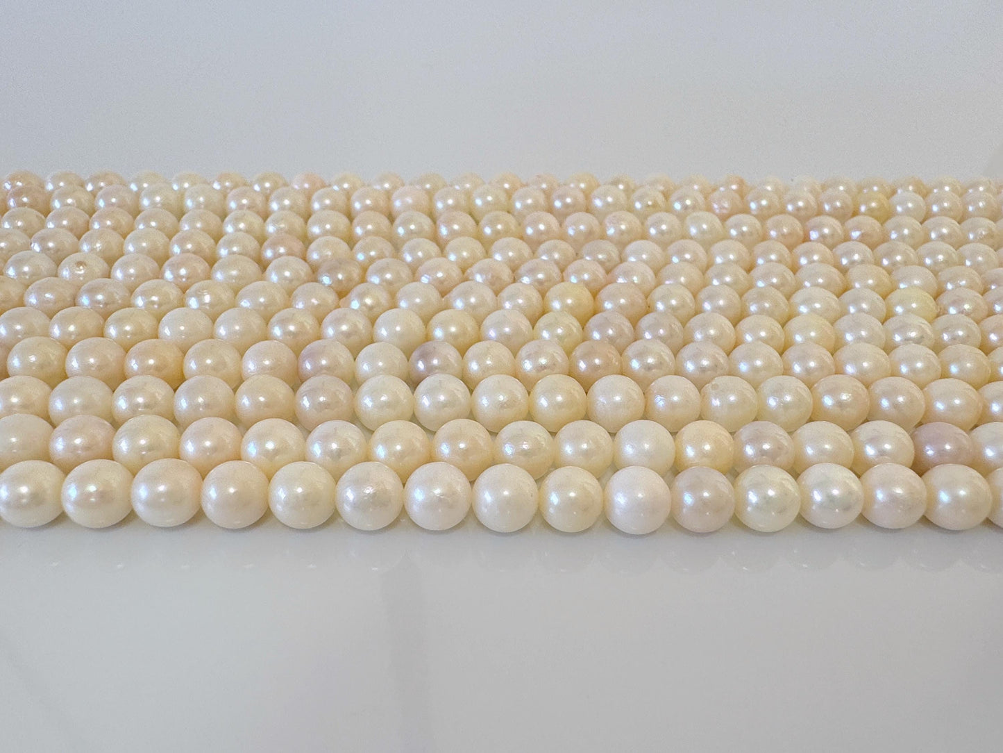 5.5-6mm Japanese White/Off-white Akoya Pearl Beads, Genuine Akoya Pearl, Full Strand, 40cm , 15.7", Cultured Salt water pearl