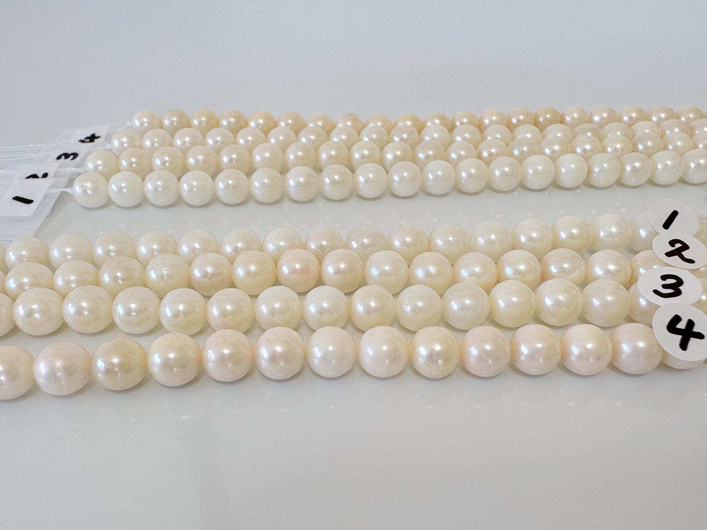 6.5-7mm Japanese White/Off-white Akoya Pearl Beads, Genuine Akoya Pearl, Full Strand, 40cm , 15.7", Cultured Salt water pearl