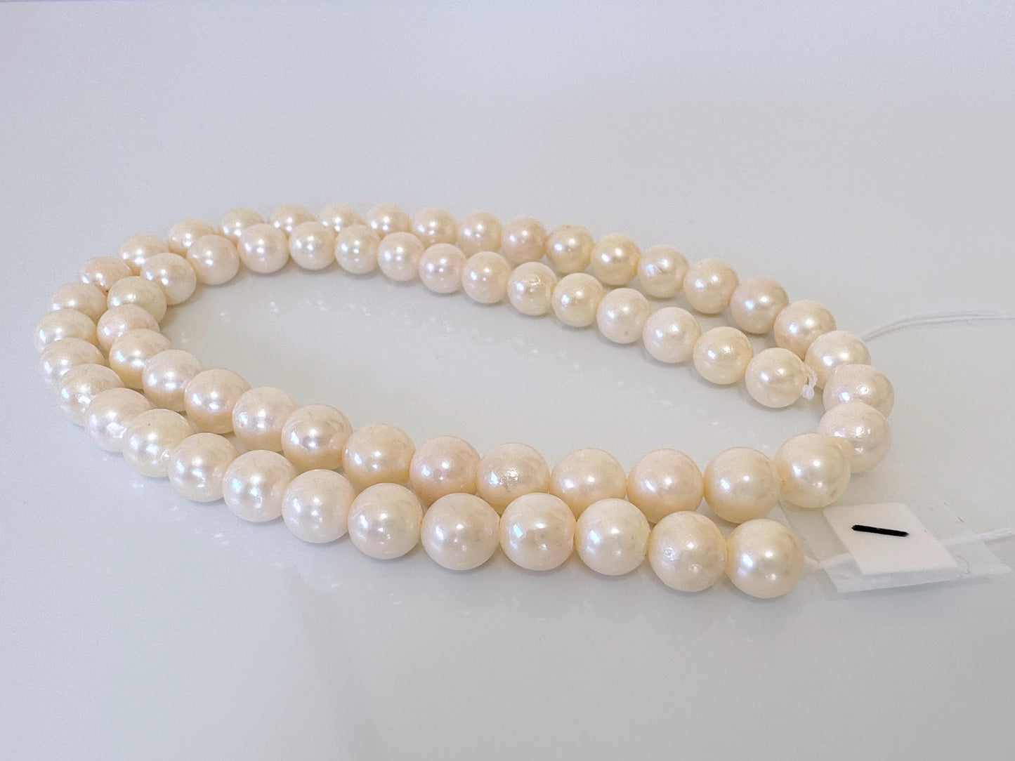 6.5-7mm Japanese White/Off-white Akoya Pearl Beads, Genuine Akoya Pearl, Full Strand, 40cm , 15.7", Cultured Salt water pearl