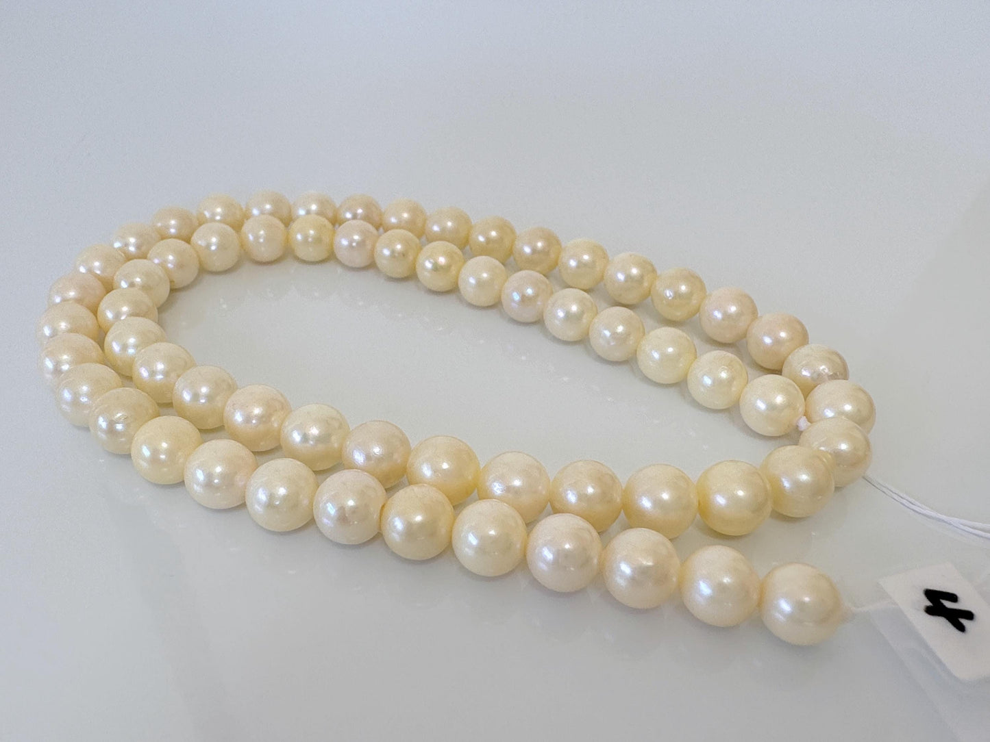 6.5-7mm Japanese White/Off-white Akoya Pearl Beads, Genuine Akoya Pearl, Full Strand, 40cm , 15.7", Cultured Salt water pearl