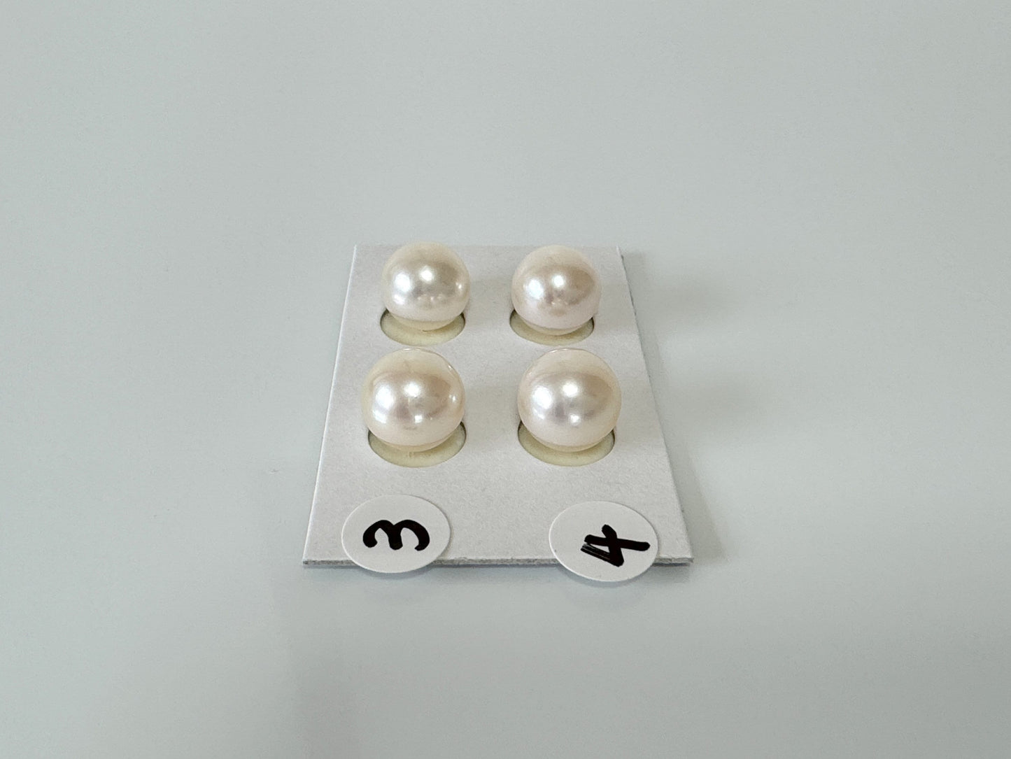 Japanese White Akoya Cultured Pearl 8.5-9mm, Genuine Akoya Pearl, Half-Drilled Round loose, Price per Pair, Salt water pearl