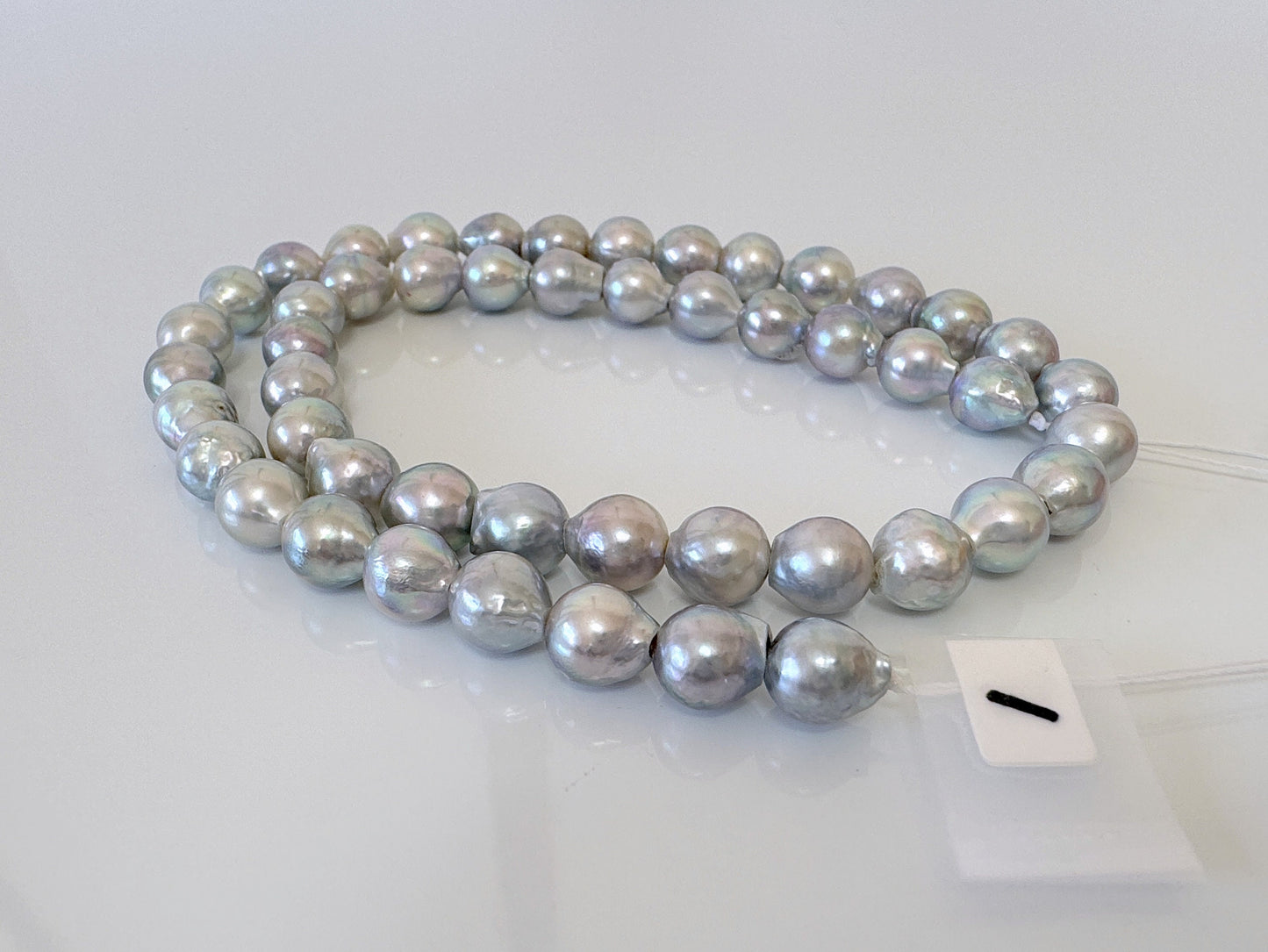 7.5-8mm Japanese Akoya Pearl Beads, Natural Blue/Silver color pearl, Genuine Akoya Pearl, Full Strand 40cm , 15.7", Salt water pearl