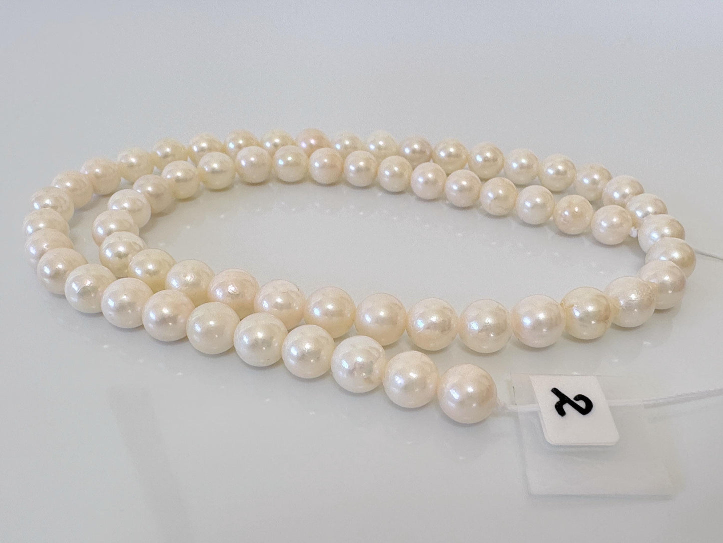 6.5-7mm Japanese White/Off-white Akoya Pearl Beads, Genuine Akoya Pearl, Full Strand, 40cm , 15.7", Cultured Salt water pearl