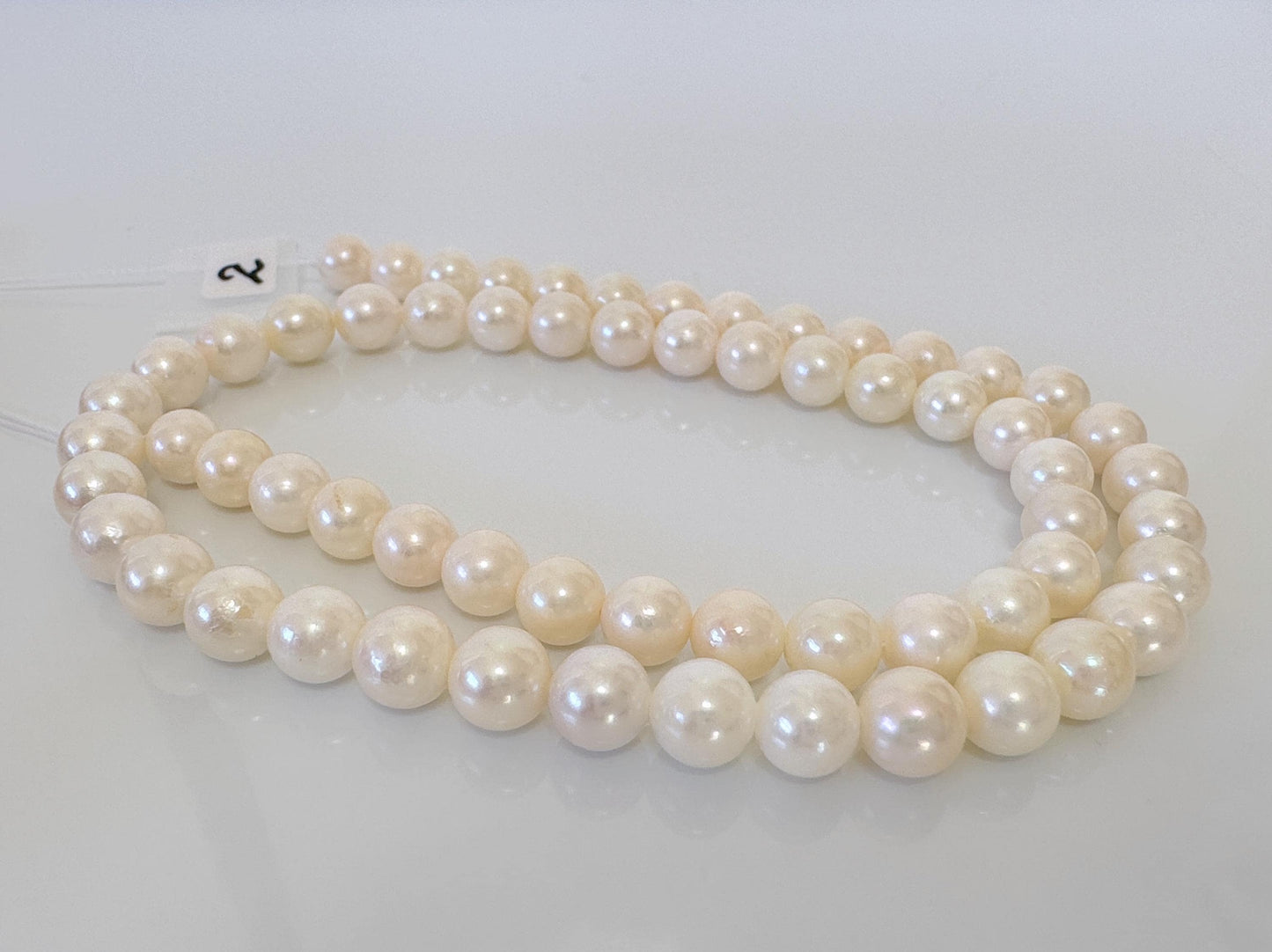 6.5-7mm Japanese White/Off-white Akoya Pearl Beads, Genuine Akoya Pearl, Full Strand, 40cm , 15.7", Cultured Salt water pearl