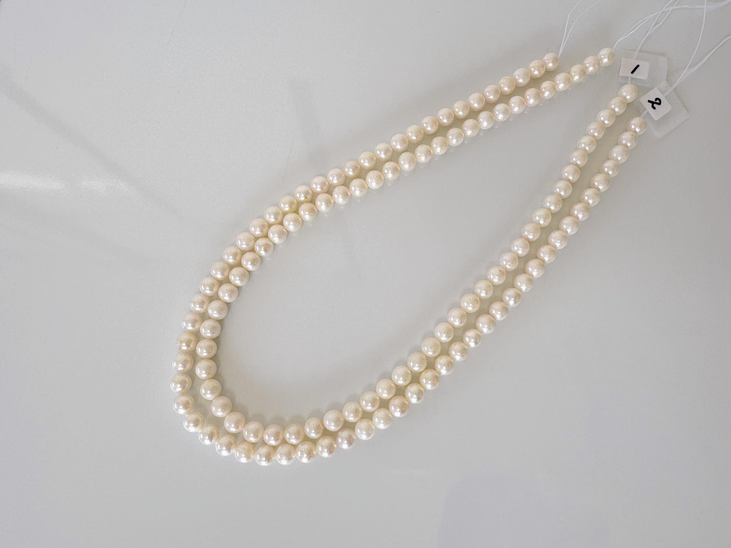 6.5-7mm Japanese White/Off-white Akoya Pearl Beads, Genuine Akoya Pearl, Full Strand, 40cm , 15.7", Cultured Salt water pearl