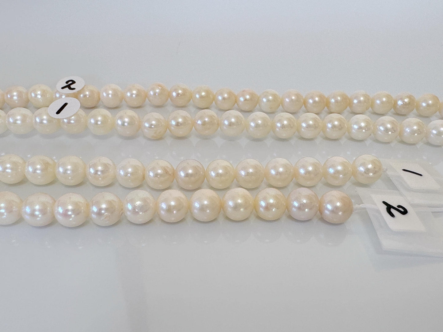 6.5-7mm Japanese White/Off-white Akoya Pearl Beads, Genuine Akoya Pearl, Full Strand, 40cm , 15.7", Cultured Salt water pearl