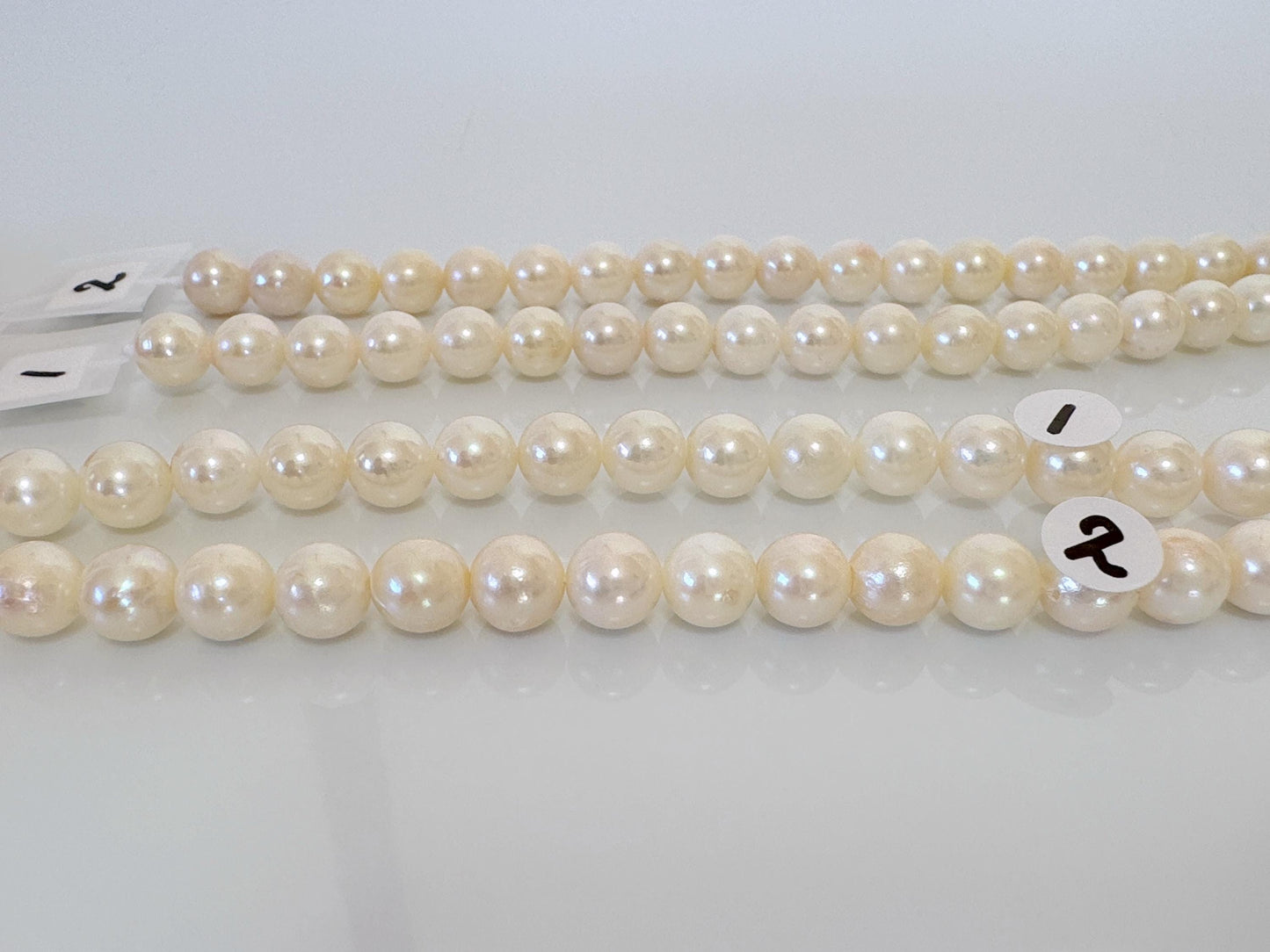 6.5-7mm Japanese White/Off-white Akoya Pearl Beads, Genuine Akoya Pearl, Full Strand, 40cm , 15.7", Cultured Salt water pearl