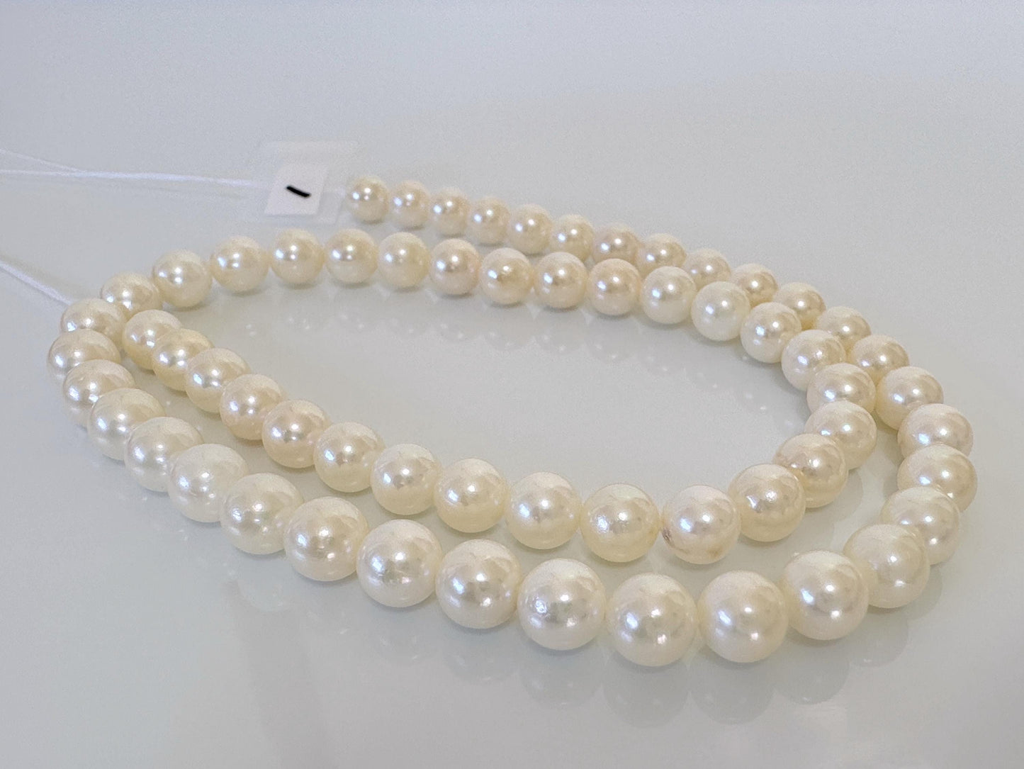 6.5-7mm Japanese White/Off-white Akoya Pearl Beads, Genuine Akoya Pearl, Full Strand, 40cm , 15.7", Cultured Salt water pearl