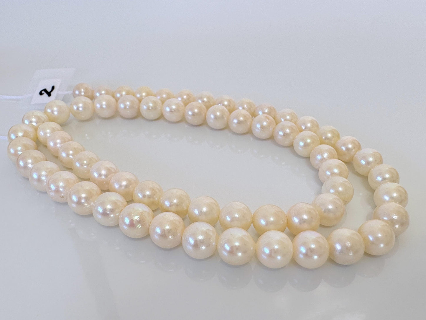 6.5-7mm Japanese White/Off-white Akoya Pearl Beads, Genuine Akoya Pearl, Full Strand, 40cm , 15.7", Cultured Salt water pearl