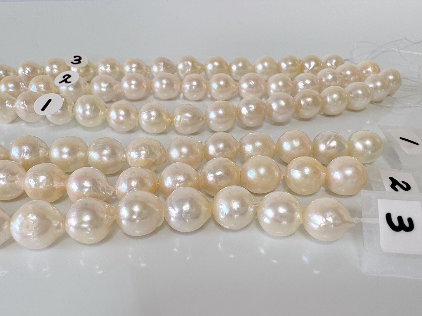 9-9.5mm Japanese White Akoya Pearl Beads, Genuine Akoya Pearl, Full Strand, 40cm , 15.7", Cultured Salt water pearl