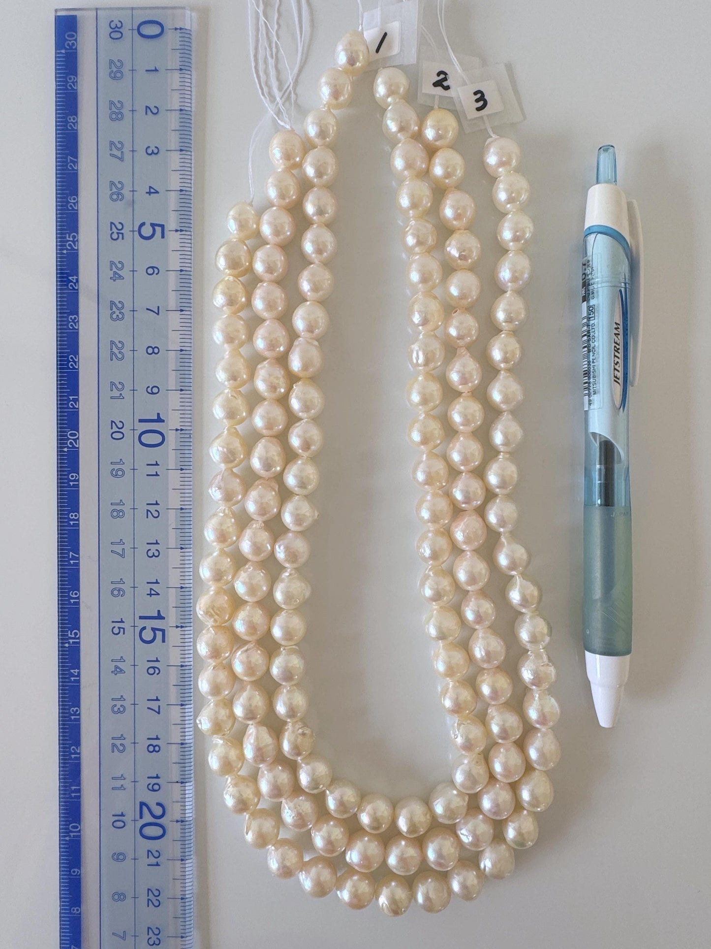 9-9.5mm Japanese White Akoya Pearl Beads, Genuine Akoya Pearl, Full Strand, 40cm , 15.7", Cultured Salt water pearl