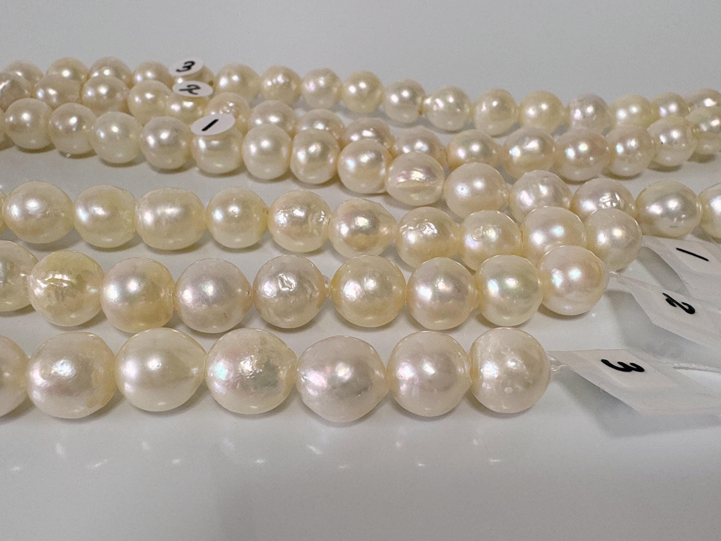 9.5-10mm Japanese White Akoya Pearl Beads, Genuine Akoya Pearl, Full Strand, 40cm , 15.7", Cultured Salt water pearl