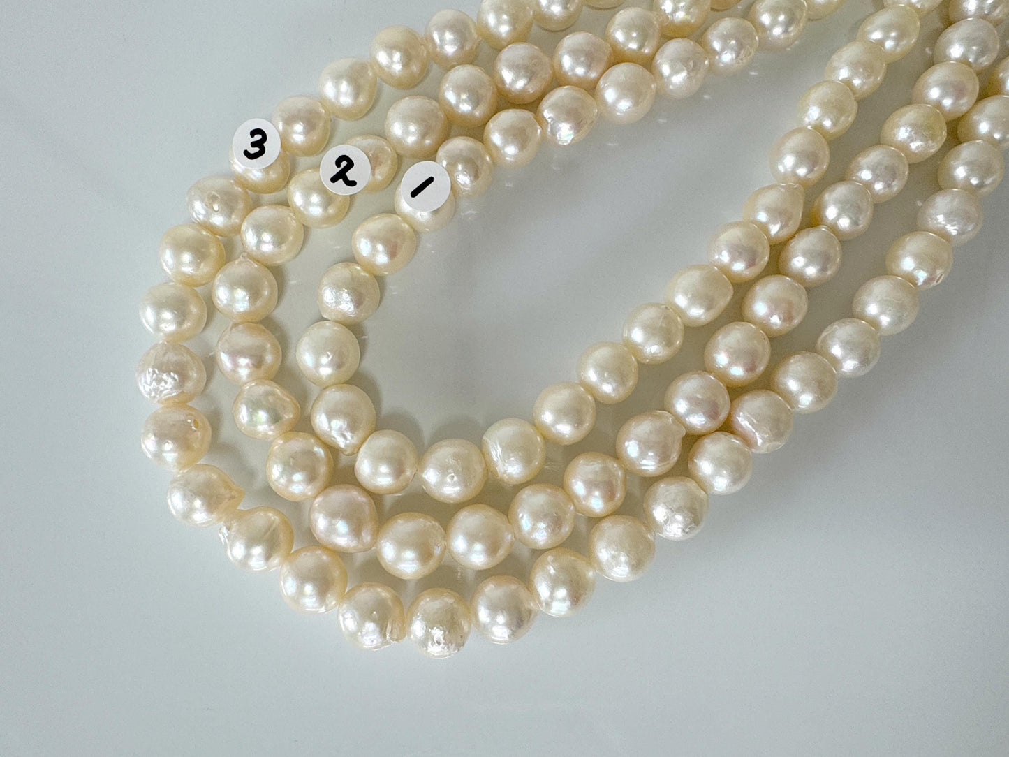 9.5-10mm Japanese White Akoya Pearl Beads, Genuine Akoya Pearl, Full Strand, 40cm , 15.7", Cultured Salt water pearl