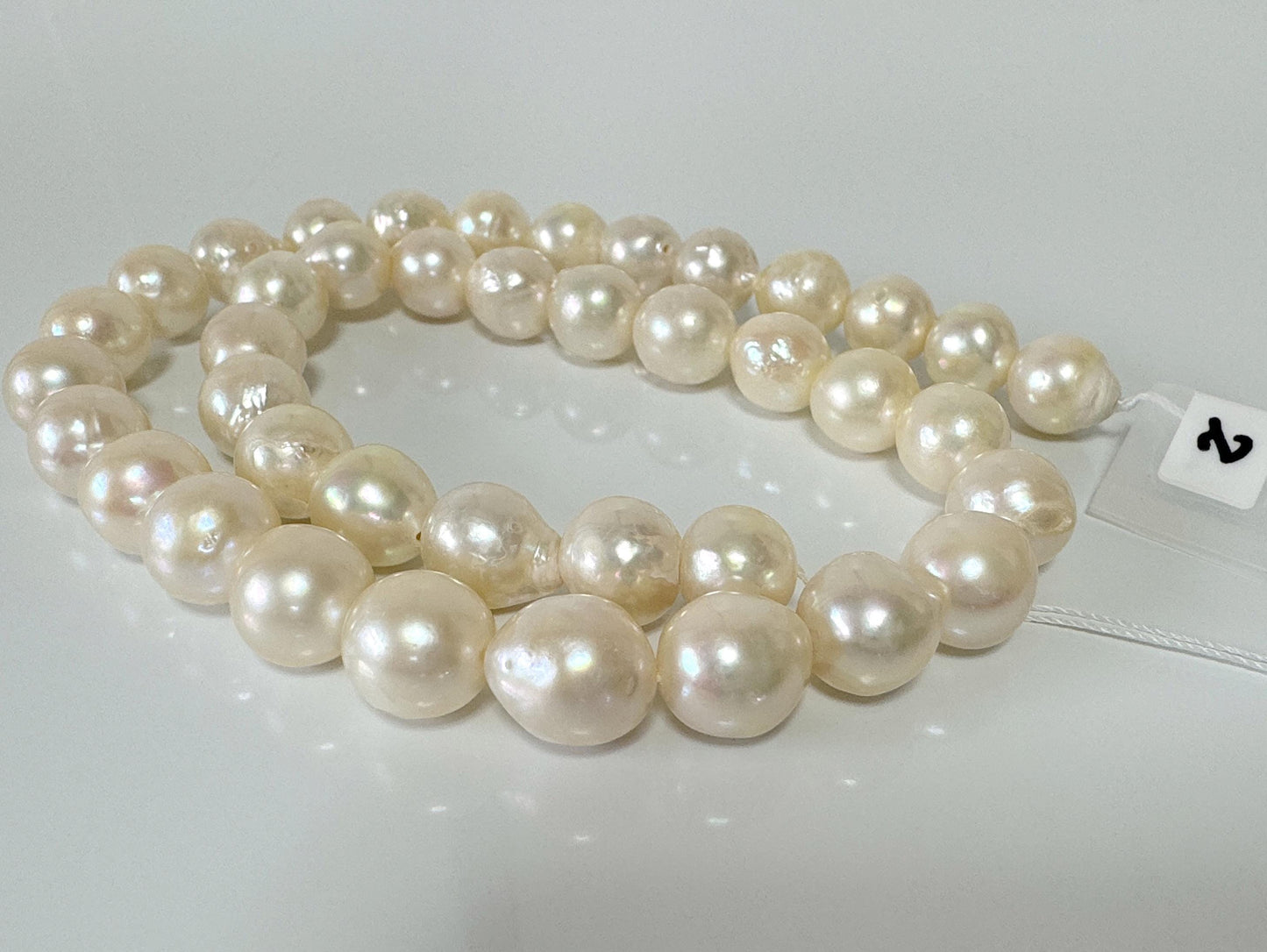 9.5-10mm Japanese White Akoya Pearl Beads, Genuine Akoya Pearl, Full Strand, 40cm , 15.7", Cultured Salt water pearl