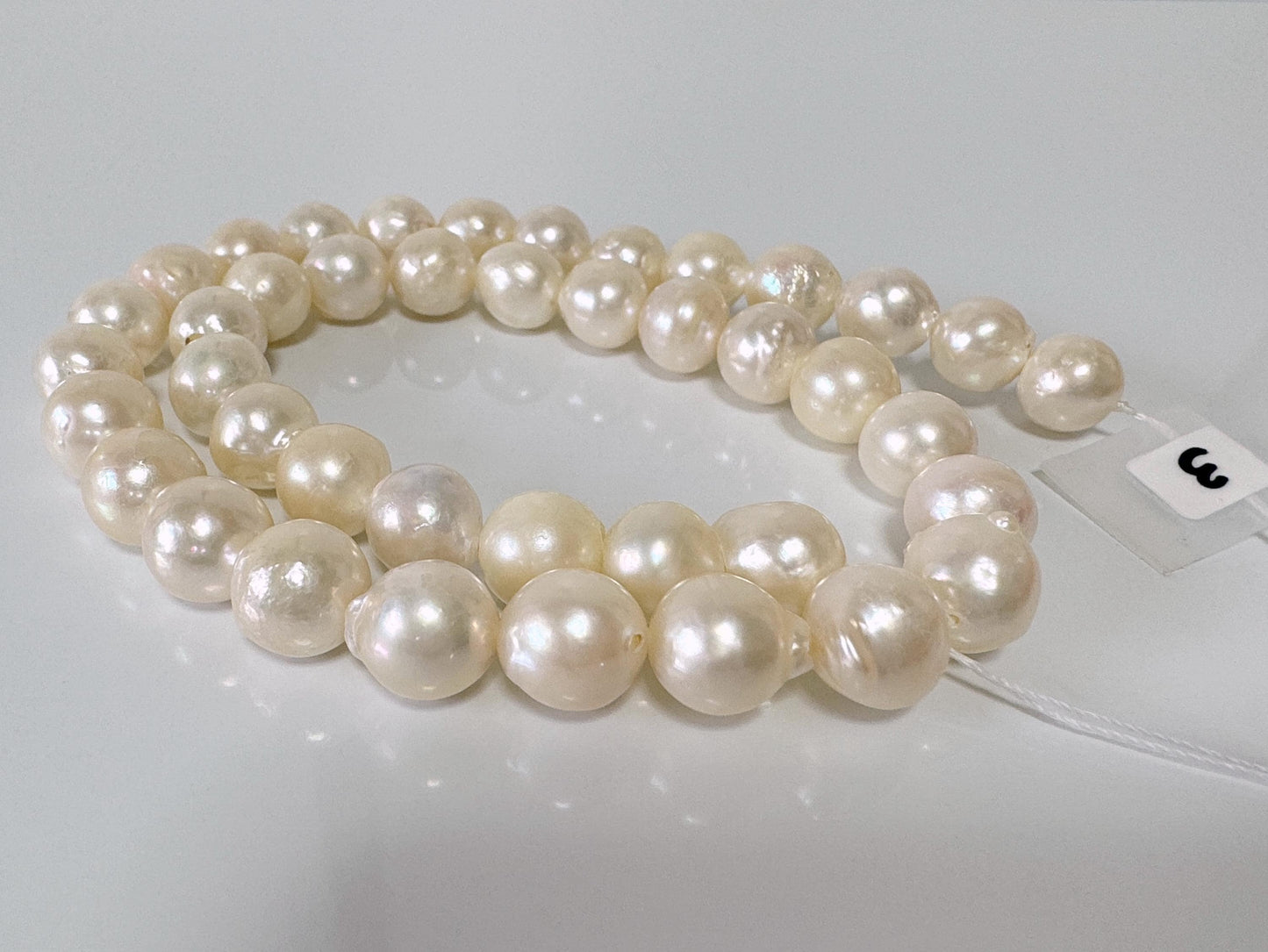 9.5-10mm Japanese White Akoya Pearl Beads, Genuine Akoya Pearl, Full Strand, 40cm , 15.7", Cultured Salt water pearl