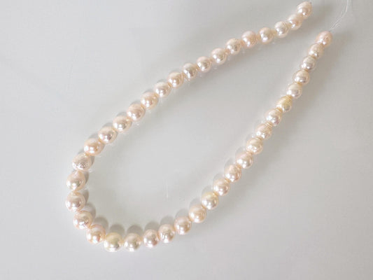 10-10.5mm Japanese White Akoya Pearl Beads, Genuine Akoya Pearl, Full Strand, 40cm , 15.7", Cultured Salt water pearl