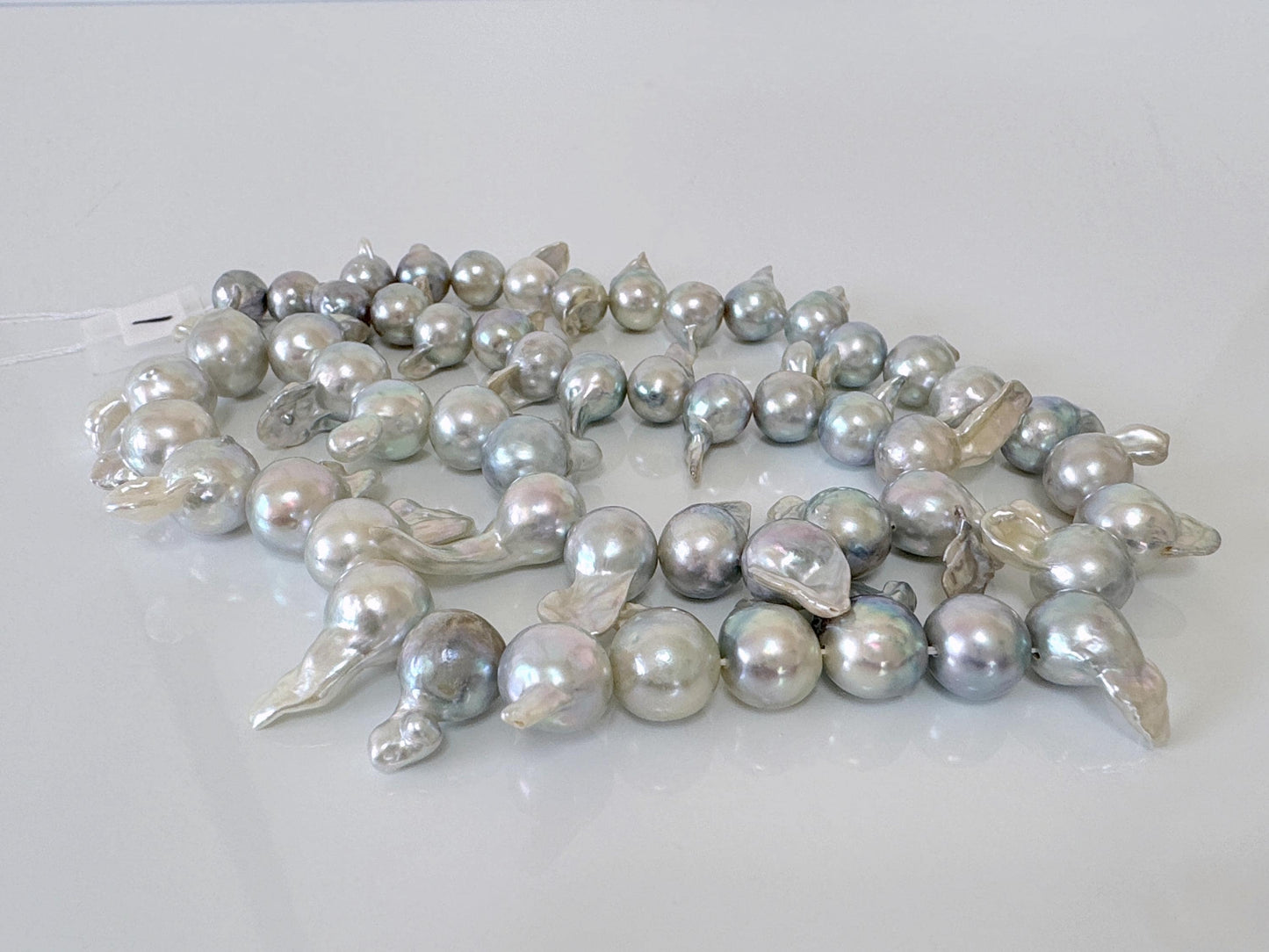 7-9mm Japanese Akoya Pearl Baroque Beads, Natural blue/silver color pearl, Genuine Akoya Pearl, Full Strand, 42cm ,16.5", Salt water pearl