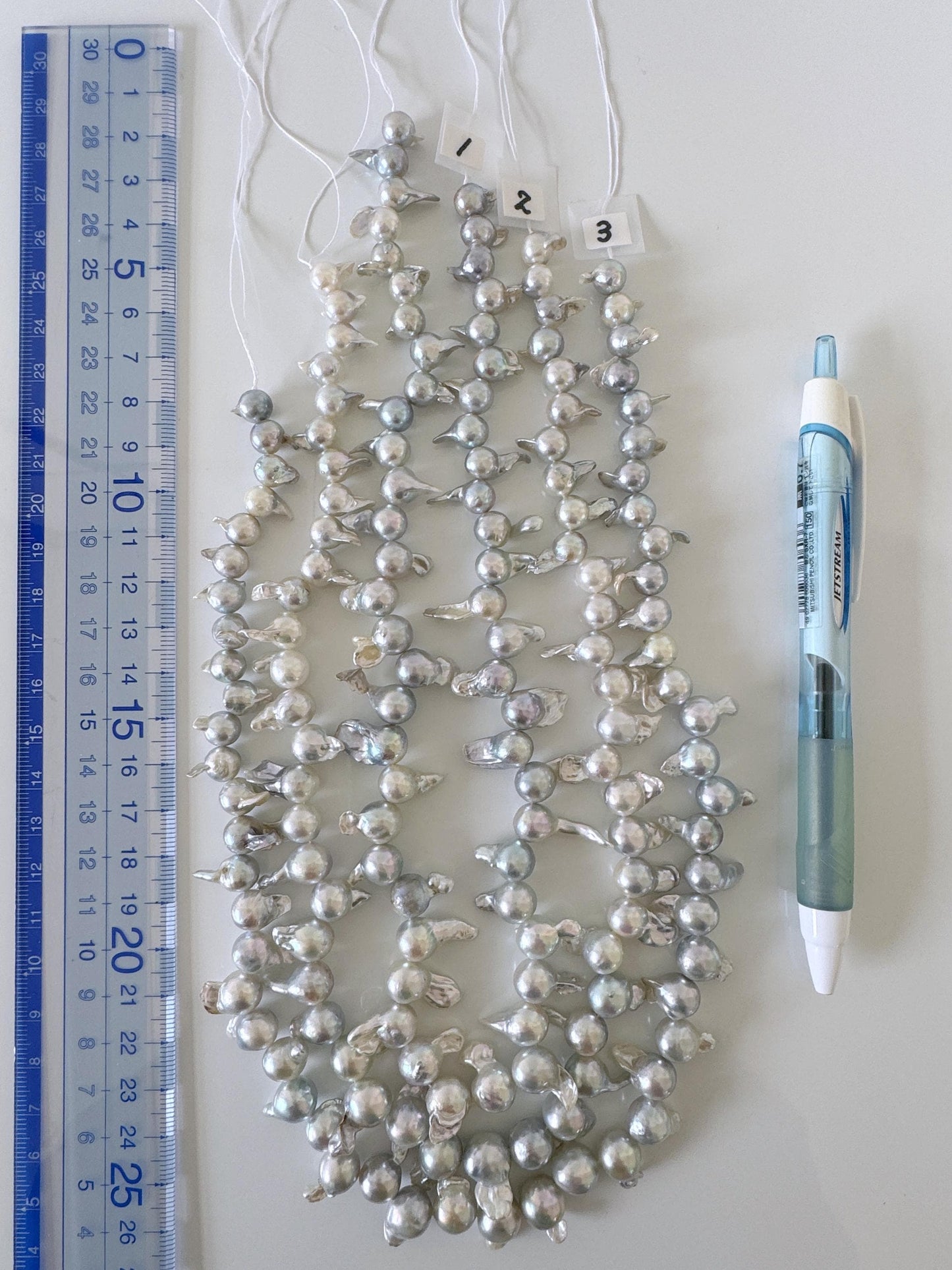 7-9mm Japanese Akoya Pearl Baroque Beads, Natural blue/silver color pearl, Genuine Akoya Pearl, Full Strand, 42cm ,16.5", Salt water pearl