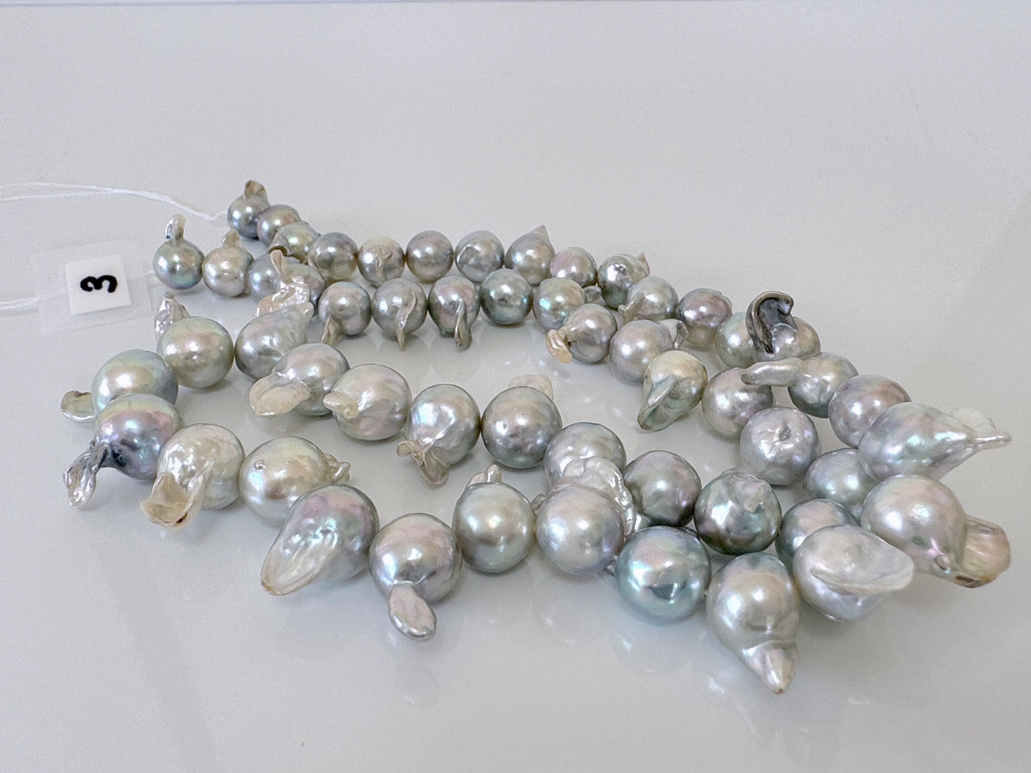 7-9mm Japanese Akoya Pearl Baroque Beads, Natural blue/silver color pearl, Genuine Akoya Pearl, Full Strand, 42cm ,16.5", Salt water pearl