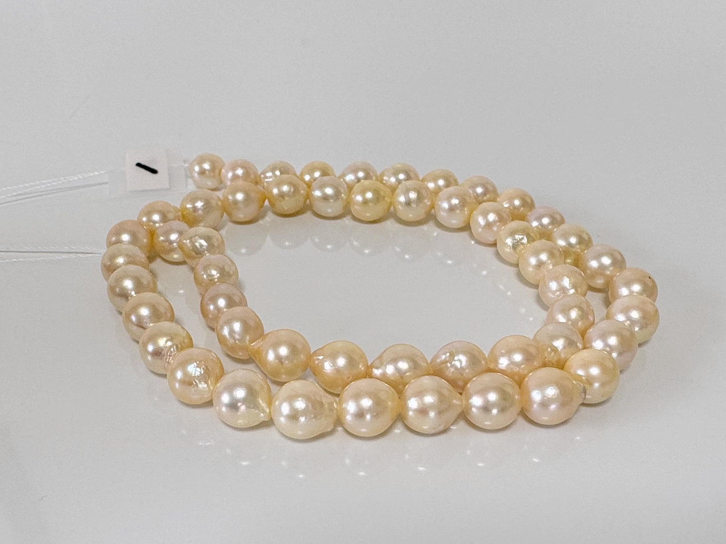 7-7.5mm Japanese Yellow Akoya Pearl Beads, Genuine Akoya Pearl, Full Strand, 40cm , 16", Cultured Salt water pearl