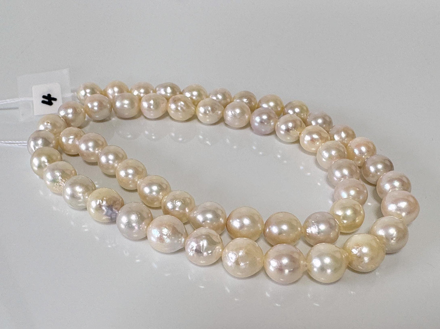 7-7.5mm Japanese Yellow Akoya Pearl Beads, Genuine Akoya Pearl, Full Strand, 40cm , 16", Cultured Salt water pearl