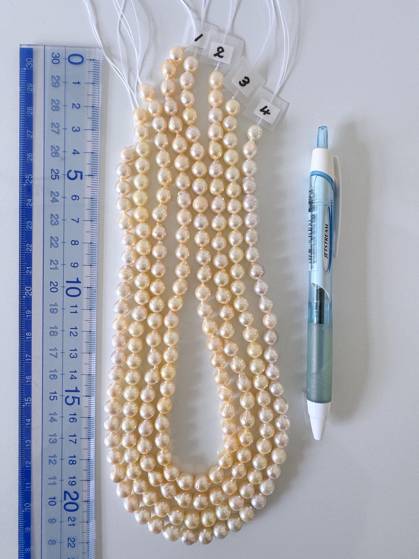 7-7.5mm Japanese Yellow Akoya Pearl Beads, Genuine Akoya Pearl, Full Strand, 40cm , 16", Cultured Salt water pearl