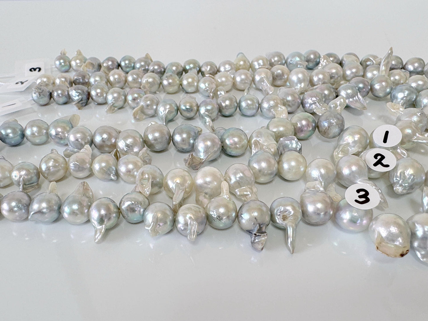 7-9mm Japanese Akoya Pearl Baroque Beads, Natural blue/silver color pearl, Genuine Akoya Pearl, Full Strand, 42cm ,16.5", Salt water pearl