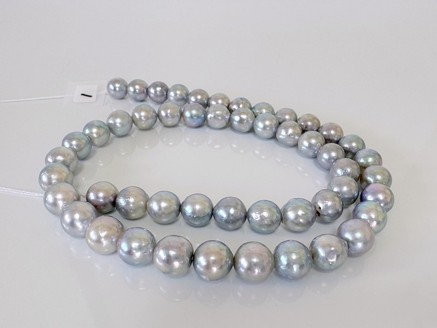 8-8.5mm Japanese Akoya Pearl Beads, Natural Blue/Silver color pearl, Genuine Akoya Pearl, Full Strand 40cm , 15.7", Salt water pearl