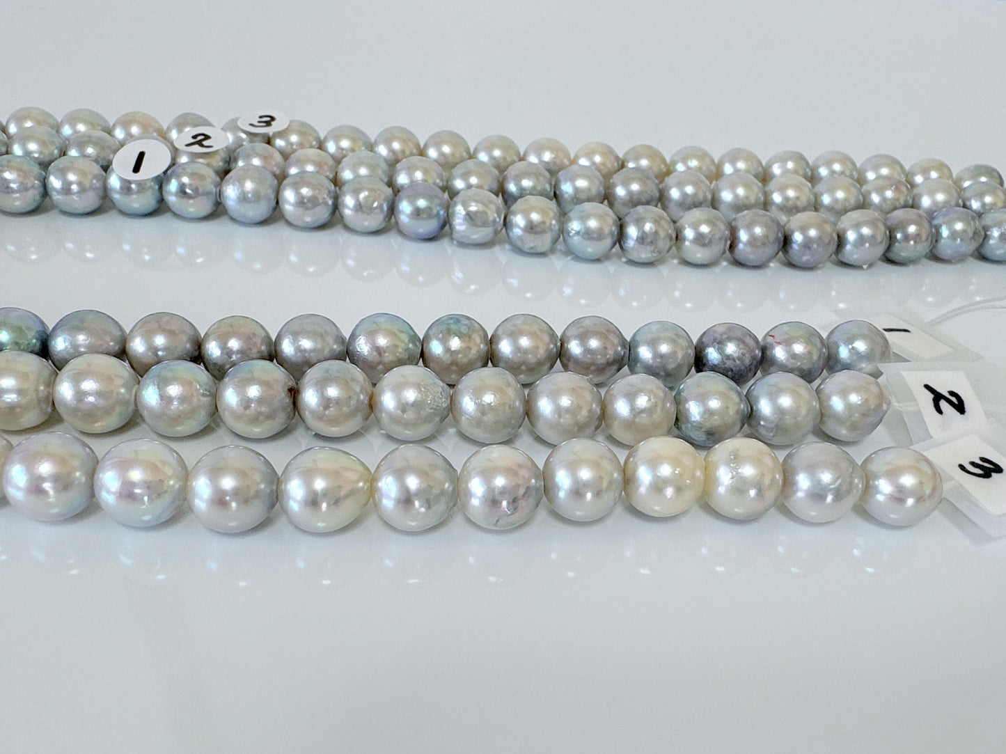 8-8.5mm Japanese Akoya Pearl Beads, Natural Blue/Silver color pearl, Genuine Akoya Pearl, Full Strand 40cm , 15.7", Salt water pearl