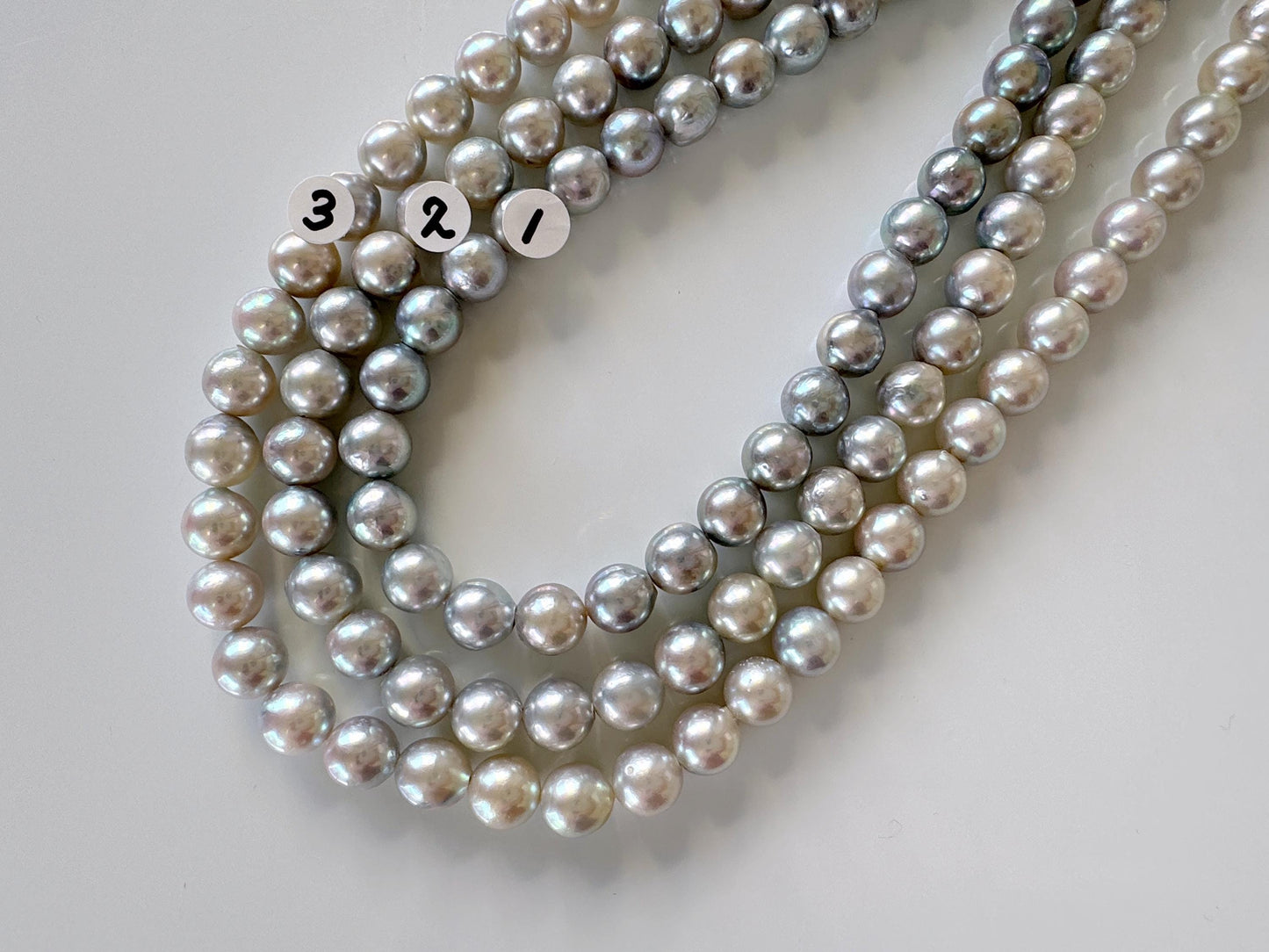 8-8.5mm Japanese Akoya Pearl Beads, Natural Blue/Silver color pearl, Genuine Akoya Pearl, Full Strand 40cm , 15.7", Salt water pearl