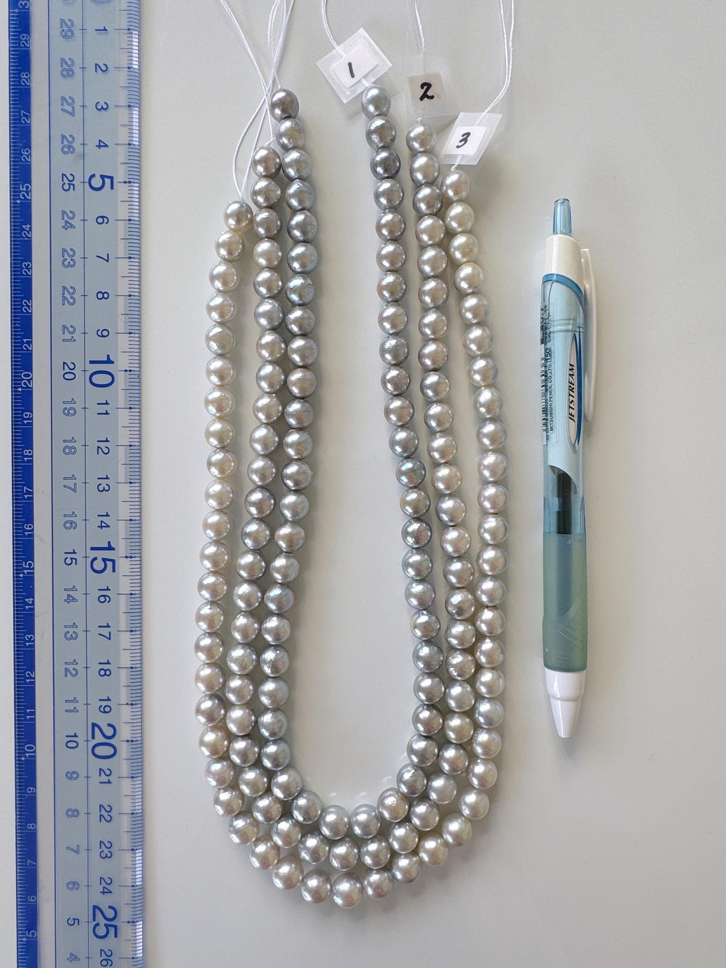 8-8.5mm Japanese Akoya Pearl Beads, Natural Blue/Silver color pearl, Genuine Akoya Pearl, Full Strand 40cm , 15.7", Salt water pearl