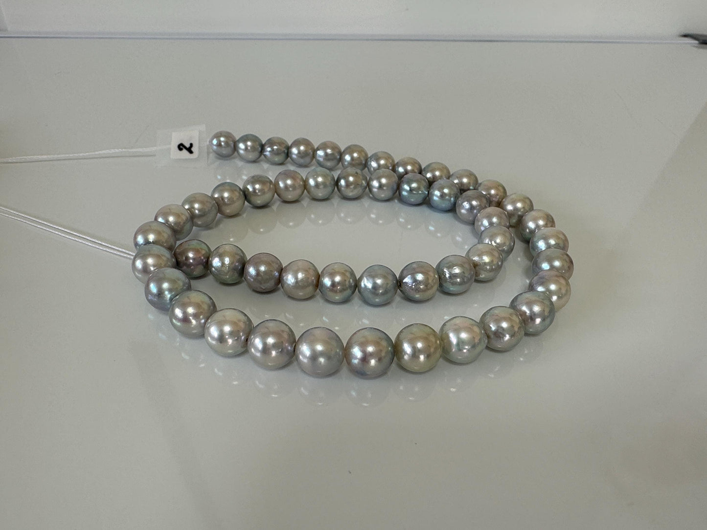 8-8.5mm Japanese Akoya Pearl Beads, Natural Blue/Silver color pearl, Genuine Akoya Pearl, Full Strand 40cm , 15.7", Salt water pearl