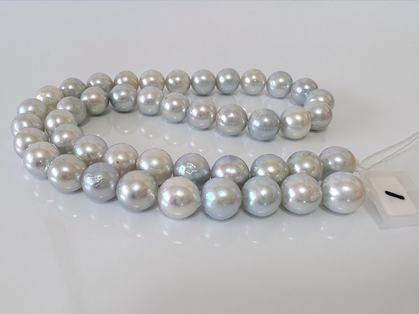 9-9.5.5mm Japanese Akoya Pearl Beads, Natural Blue/Silver color pearl, Genuine Akoya Pearl, Full Strand 40cm , 15.7", Salt water pearl